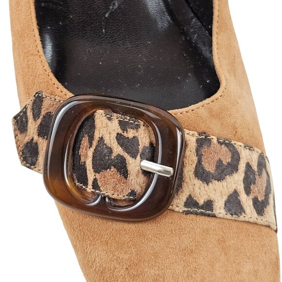 Nickels Heels Womens Size 8.5 M Brown Leopard Print Suede Buckle Accent - Picture 8 of 10